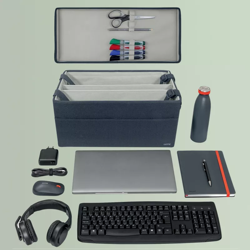 Leitz Fabric Hot Desking Work Bag with Lid, hoiukott, hall, ristkülikukujuline, kangas, ühevärviline, unisex