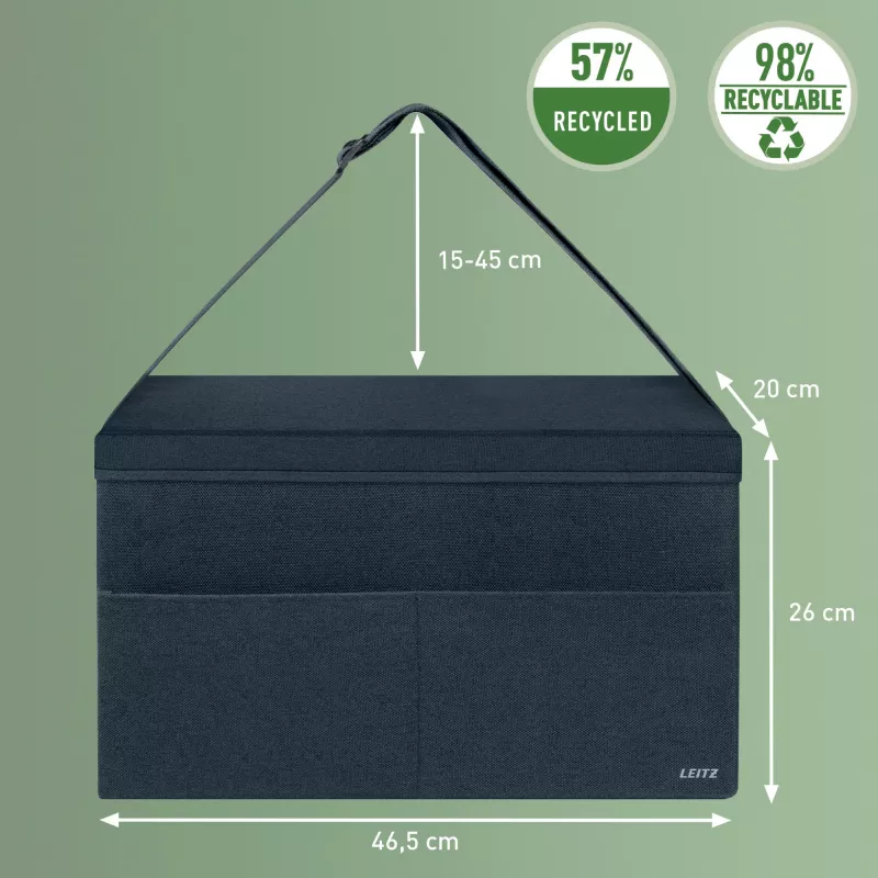 Leitz Fabric Hot Desking Work Bag with Lid, hoiukott, hall, ristkülikukujuline, kangas, ühevärviline, unisex