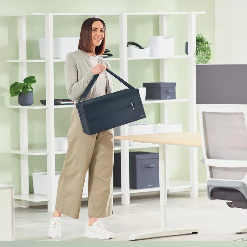 Leitz Fabric Hot Desking Work Bag with Lid, hoiukott, hall, ristkülikukujuline, kangas, ühevärviline, unisex