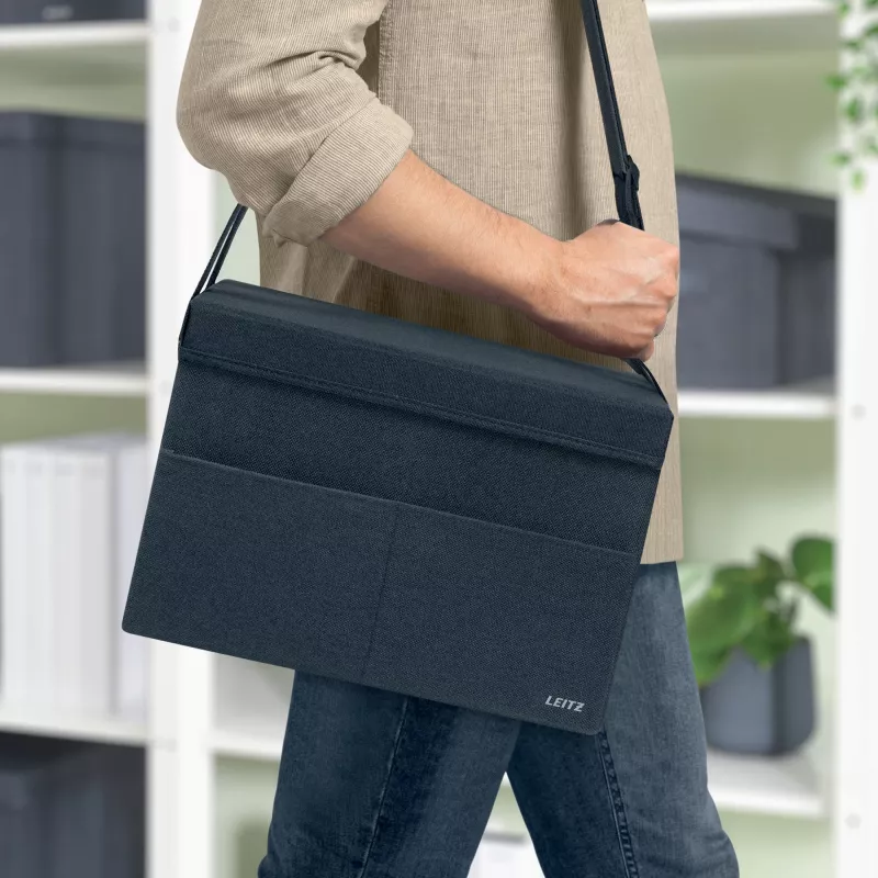 Leitz Fabric Compact Hot Desking Work Bag kaanega, hoiukott, hall, ristkülikukujuline, kangas, ühevärviline, täiskasvanutele