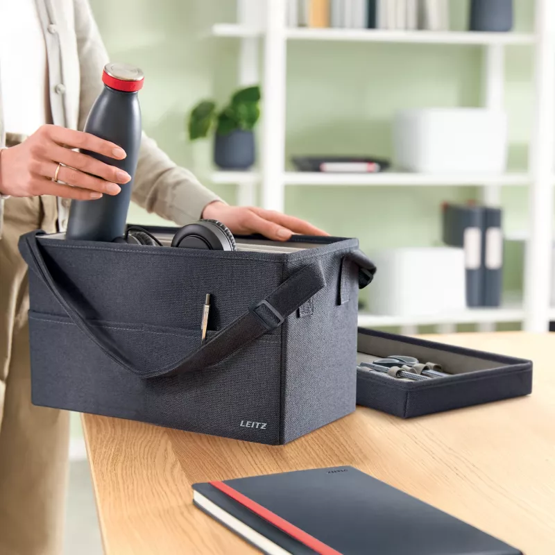 Leitz Fabric Compact Hot Desking Work Bag kaanega, hoiukott, hall, ristkülikukujuline, kangas, ühevärviline, täiskasvanutele