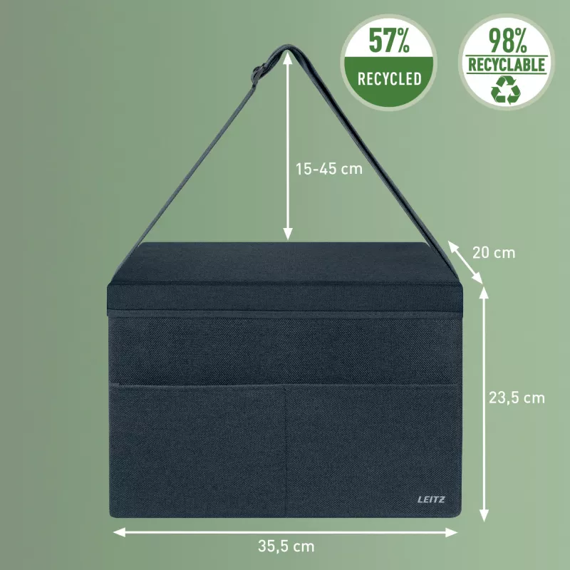 Leitz Fabric Compact Hot Desking Work Bag kaanega, hoiukott, hall, ristkülikukujuline, kangas, ühevärviline, täiskasvanutele