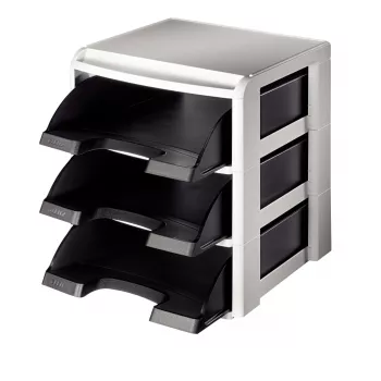 Leitz Letter tray rack Plus 3-trays, plastik, Must, A4, A4, 3 drawer(s), Letter