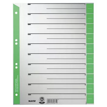 Leitz 16520055 registrikaart Numbriline registrikaart Kartong Roheline, Hall
