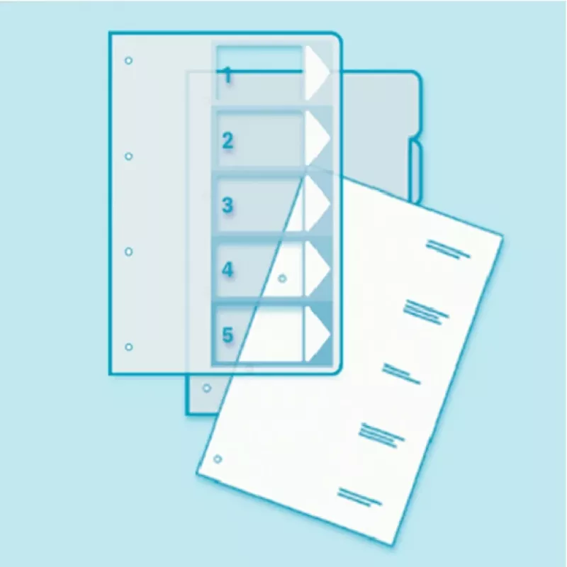 Leitz PC-ga prinditav register, PP, eriti lai, numbritega sakkidega register, Polüpropüleen (PP), Sinine, Roheline, Oranž, Punane, Kollane, 245 mm, 2 mm, 305 mm