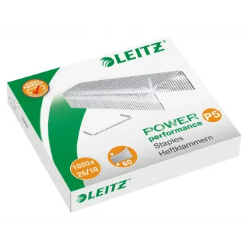 Leitz klambrid Power Performance P5 25/10 karbis 1000 tk, klambripakk, 25/10, 1 cm, 1000 klambrit, 60 lehte, 25/10
