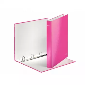 Leitz Ringbinder WOW Lamineeritud A4+ 4DR/25mm, A4, Kartong, Roosa, 230 lehte, 80 g/m², 2,5 cm