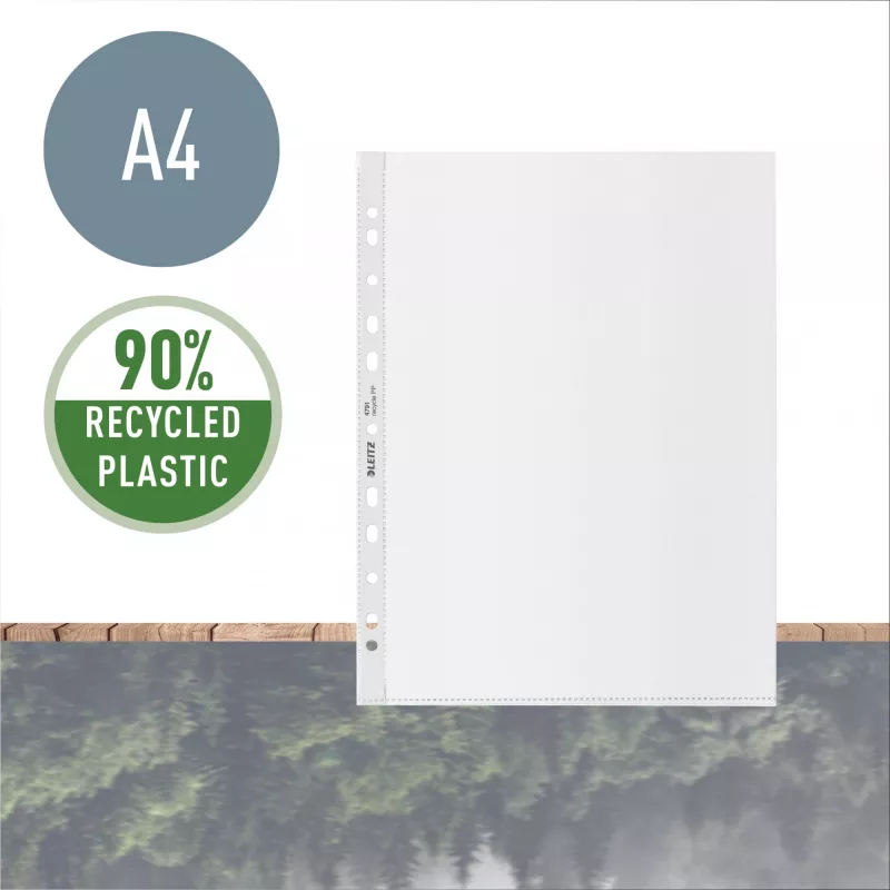 Leitz Recycle A4 tasku, 210 x 297 mm (A4), Läbipaistev, Polüpropüleen (PP), Portree, 0,1 mm, 230 mm