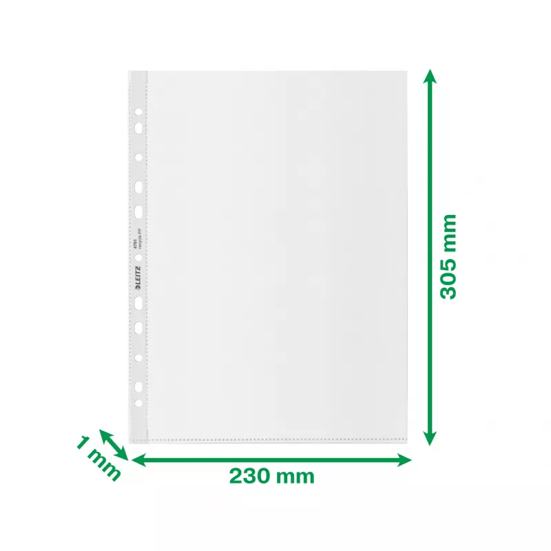 Leitz Recycle A4 tasku, 210 x 297 mm (A4), Läbipaistev, Polüpropüleen (PP), Portree, 0,1 mm, 230 mm