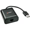 Lindy 60m 4 pordiga USB 2.0 Cat.6 pikendaja, USB 2.0, RJ-45, USB 2.0, must, metall, 52 mm, 60 mm