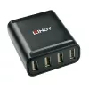 Lindy 60m 4 pordiga USB 2.0 Cat.6 pikendaja, USB 2.0, RJ-45, USB 2.0, must, metall, 52 mm, 60 mm