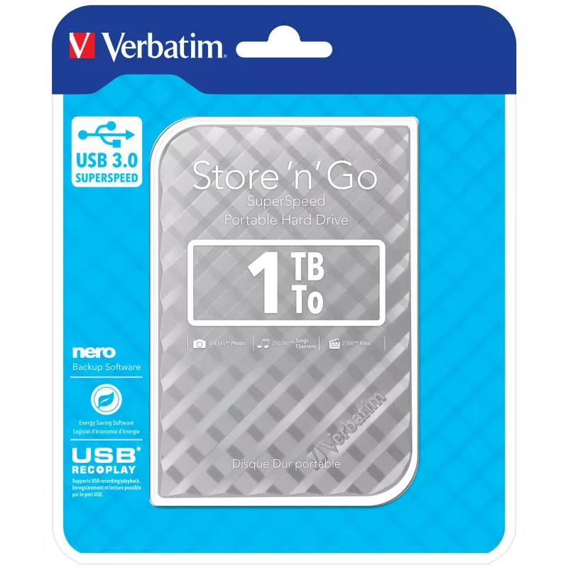 Verbatim Store 'n' Go USB 3.0 kõvaketas 1TB Hõbe