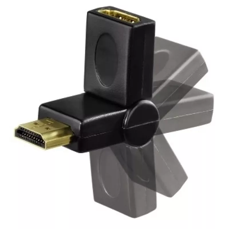 Hama Compact Adapter HDMI-pistik - HDMI-pesa, pöörlev, must