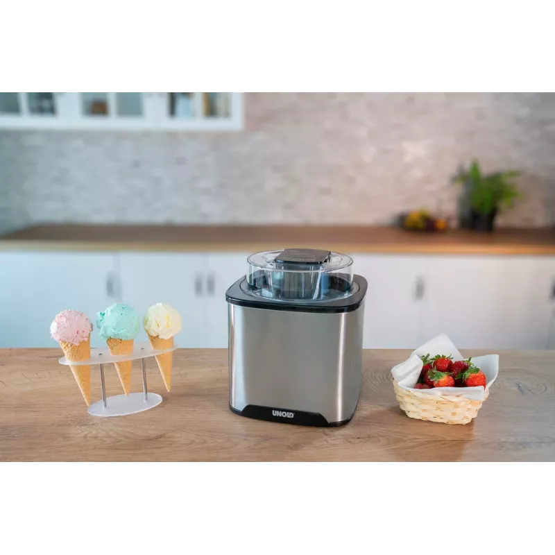 Unold jäätisemasin Gelato 1,5 L, traditsiooniline jäätisemasin, 1,5 L, 1 kauss, must, roostevaba teras, 30 min, LCD