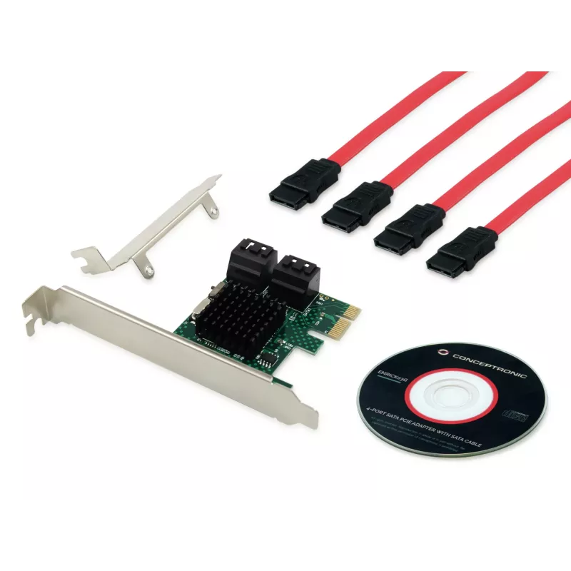 Conceptronic EMRICK 4-pordiline SATA PCIe adapter SATA kaabliga