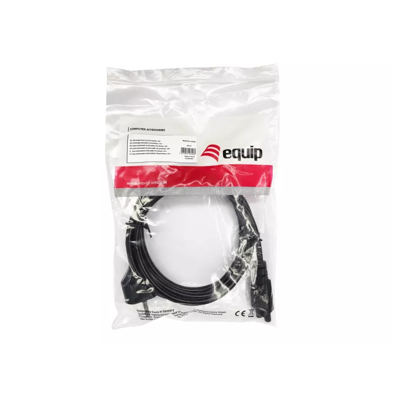 Equip kvaliteetne toitejuhe, C5 Schuko, 1,8 m, 1,8 m, CEE 7/7, IEC C5, H05VV-F3G, 250 V, 2,5 A
