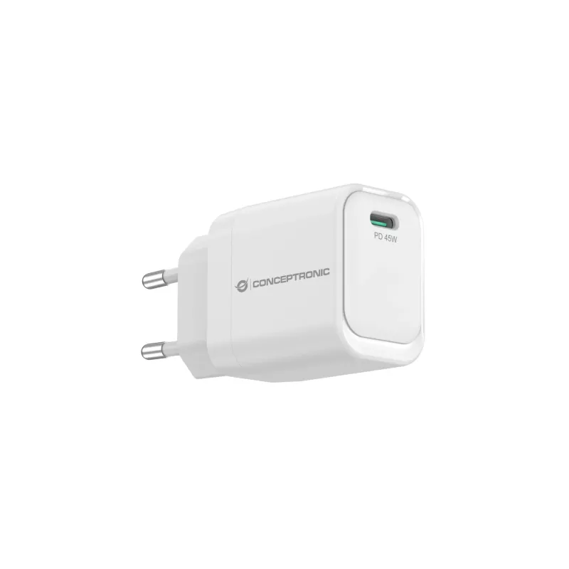 CONCEPTRONIC ALTHEA19W45 1-pordiline 45W GaN USB-C PD laadija PPS-iga, PD 3.0, 100–240 V, valge