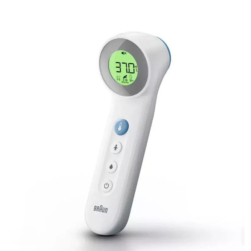 Digitaalne otsmikukraadiklaas BRAUN BNT400 — kaugtuvastus, 34–43 °C vahemik, 0,1 °C täpsus, valge