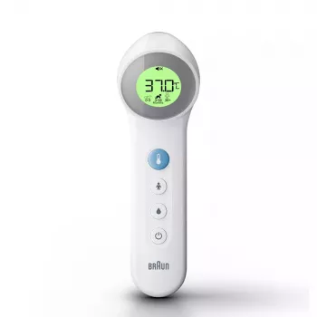 Digitaalne otsmikukraadiklaas BRAUN BNT400 — kaugtuvastus, 34–43 °C vahemik, 0,1 °C täpsus, valge
