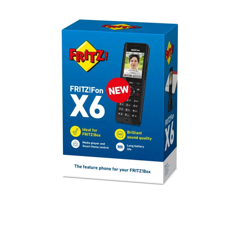 DECT juhtmeta telefonitoru AVM FRITZ! X6 must — valjuhääldi, automaatvastaja, helistaja ID, 100-kohaline telefoniraamat