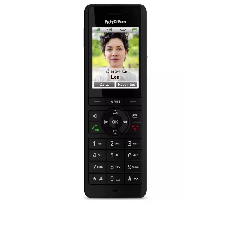 DECT juhtmeta telefonitoru AVM FRITZ! X6 must — valjuhääldi, automaatvastaja, helistaja ID, 100-kohaline telefoniraamat