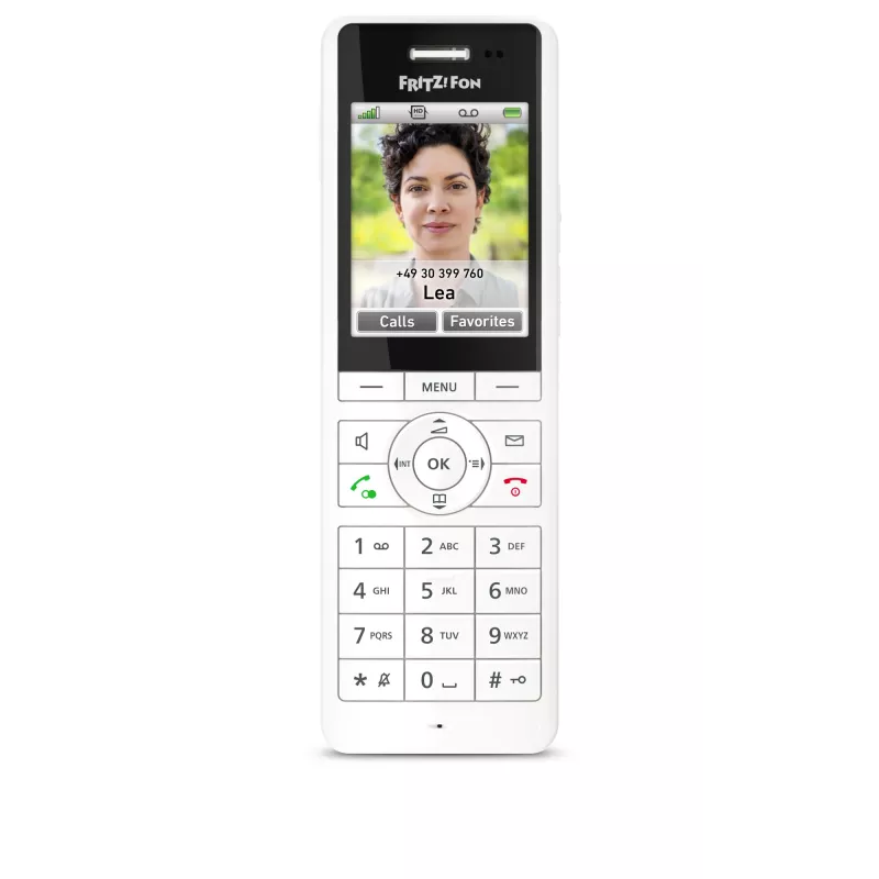DECT juhtmeta telefonitoru FRITZ X6 valge International — valjuhääldi, automaatvastaja, 100-kohaline telefoniraamat