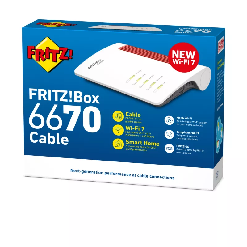 Box FRITZ 6670 kaabel Edition International traadita ruuter 2.5 Gigabit Ethernet kahesagedusala (2,4 GHz / 5 GHz) punane, valge