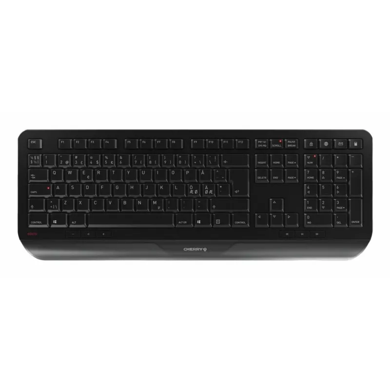 CHERRY GENTIX DESKTOP, täissuuruses (100%), juhtmevaba, RF-juhtmevaba, QWERTY, Must, hiir kaasas
