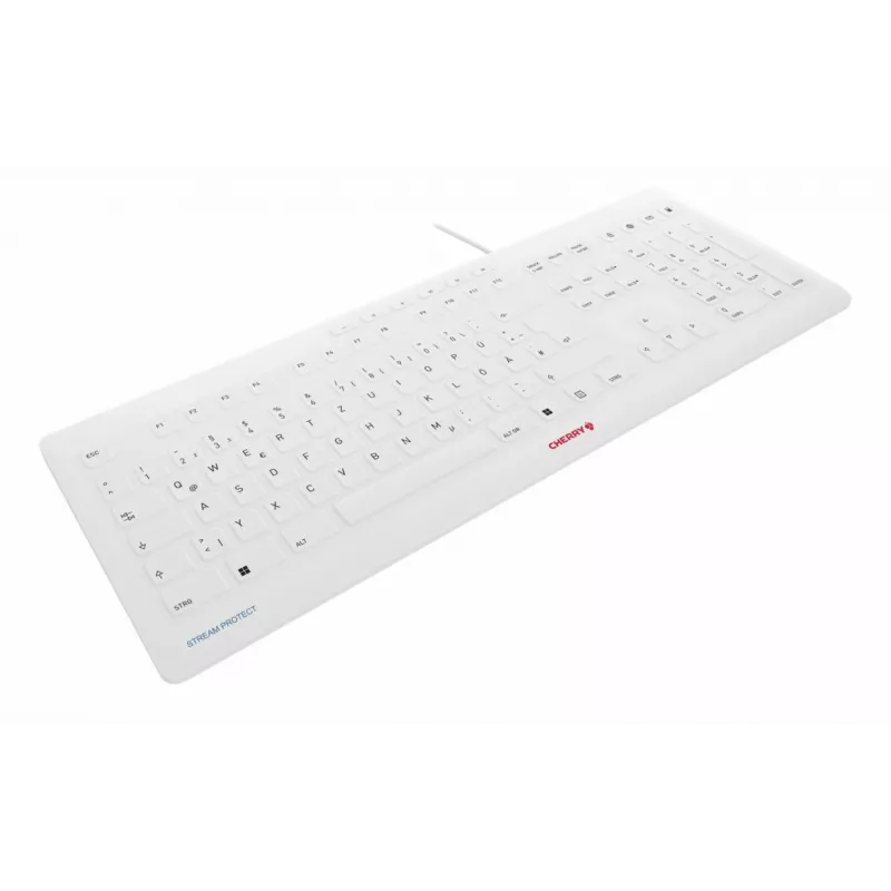 Contour Design STREAM PROTECT, täissuuruses (100%), juhtmega, USB, käärikklahvilüliti, QWERTY, valge
