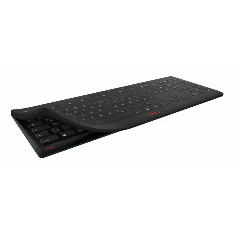 Contour Design STREAM PROTECT WIRELESS, täissuuruses (100%), juhtmeta, RF-juhtmevaba, käärtüüpi klahvilüliti, QWERTY, must