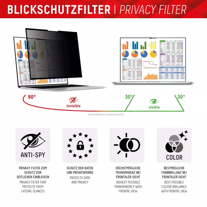 Displex PRIVACY SAFE eemaldatav 2-suunaline privaatsusfilter sülearvutile (raamita) 16 inch (16:10)