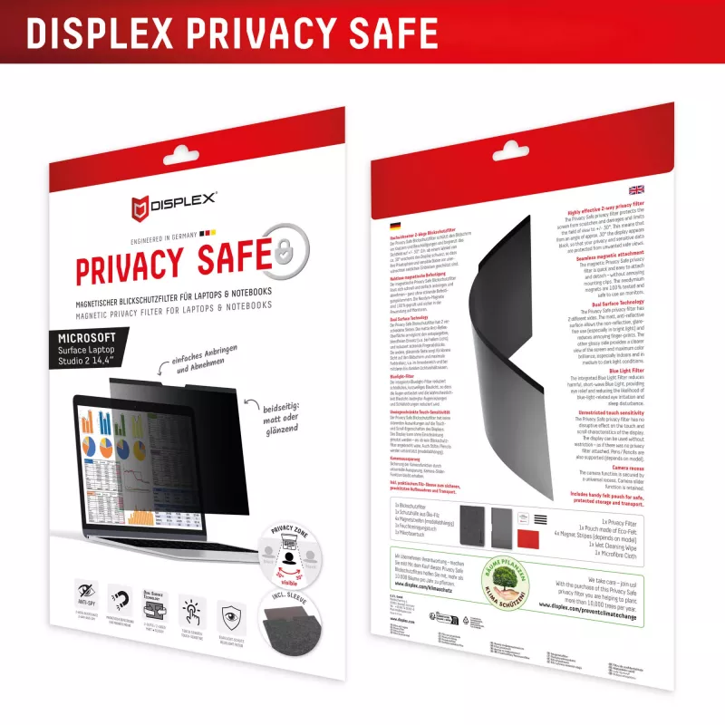 Displex PRIVACY SAFE magnetiline kahesuunaline privaatsusfilter Surface Laptop Studio 2 14,4 tolli