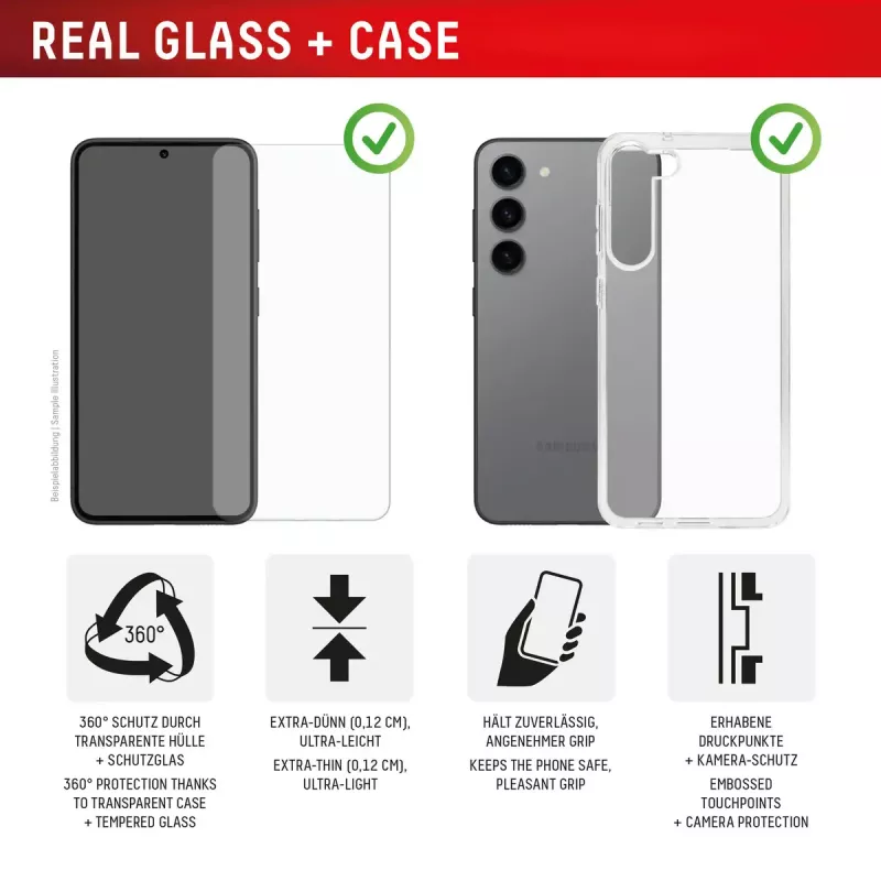 Karastatud klaasist ekraanikaitse + ümbris Samsung Galaxy A36-le, e.v.i., Ökopaigaldusraam, kriimustuskindel, läbipaistev