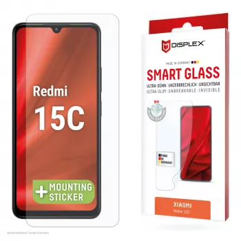 e.v.i. DISPLEX Smart Glass Xiaomi Redmi 15C jaoks — karastatud klaasist ekraanikaitse, mudel 02198