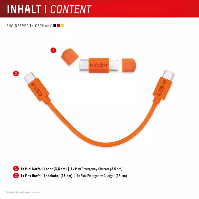 Displex Phone-to-Phone avariilaadija, USB-C USB-C-le, minipistik + painduv kaabel, kompaktne 2 komplekti