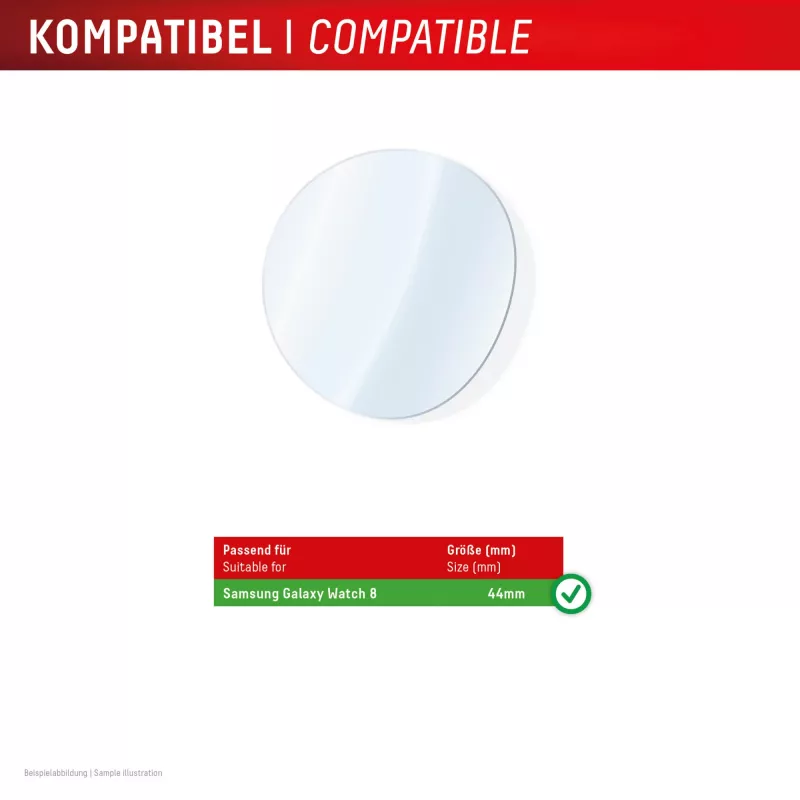 Ekraanikaitseklaas Galaxy Watch 8 (44mm) jaoks, e.v.i. — Displex 9H, 2 tk, üliõhuke, raamita, sõrmejäljevastane