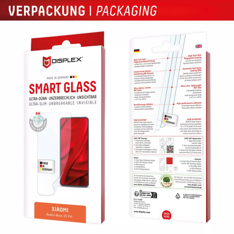 Karastatud Smart Glass ekraanikaitse e.v.i. Xiaomi Redmi Note 15 Pro-le (9H), paigalduskleeps, läbipaistev, 1 tk