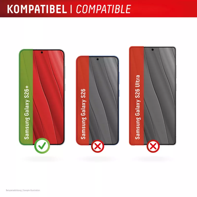 Tempered Smart Glass screen protector e.v.i. for Samsung Galaxy S26+ (9H), transparent, dry application, 1 pc