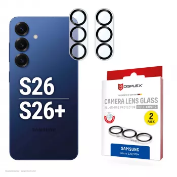 Kaamera läätse klaaskaitse e.v.i. Galaxy S26 / S26+ jaoks, karastatud 10H, täiskate, Quick Mount, 2 tk komplekt