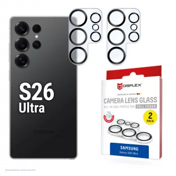 Täiskattega kaamera objektiivi klaas Samsung Galaxy S26 Ultra jaoks, tootjalt e.v.i., karastatud klaas 10H, tolmu-/löögi-/kriimustuskindel, kiirpaigaldus, 2 tk pakendis