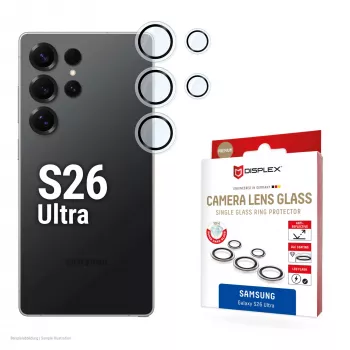 Kaamera läätse klaasist kaitsja e.v.i. S26 Ultra Glas (Galaxy S26 Ultra jaoks), karastatud süsinik, 10H, DLC, Quick Mount, üksik rõngas, läbipaistev
