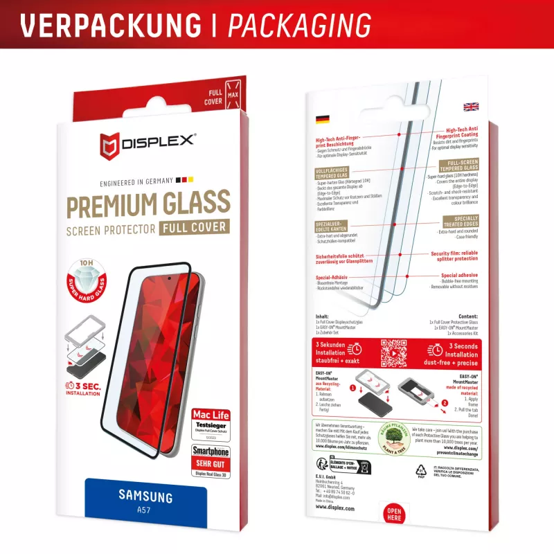 Displex Premium ekraanikaitse (täiskate, 10H) Samsung A57-le, täiskate