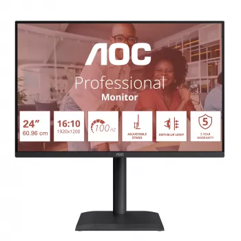 AOC E4 X24E4U arvutikuvar 61 cm (24 tolli) 1920 x 1200 pikslit Full HD LED Must