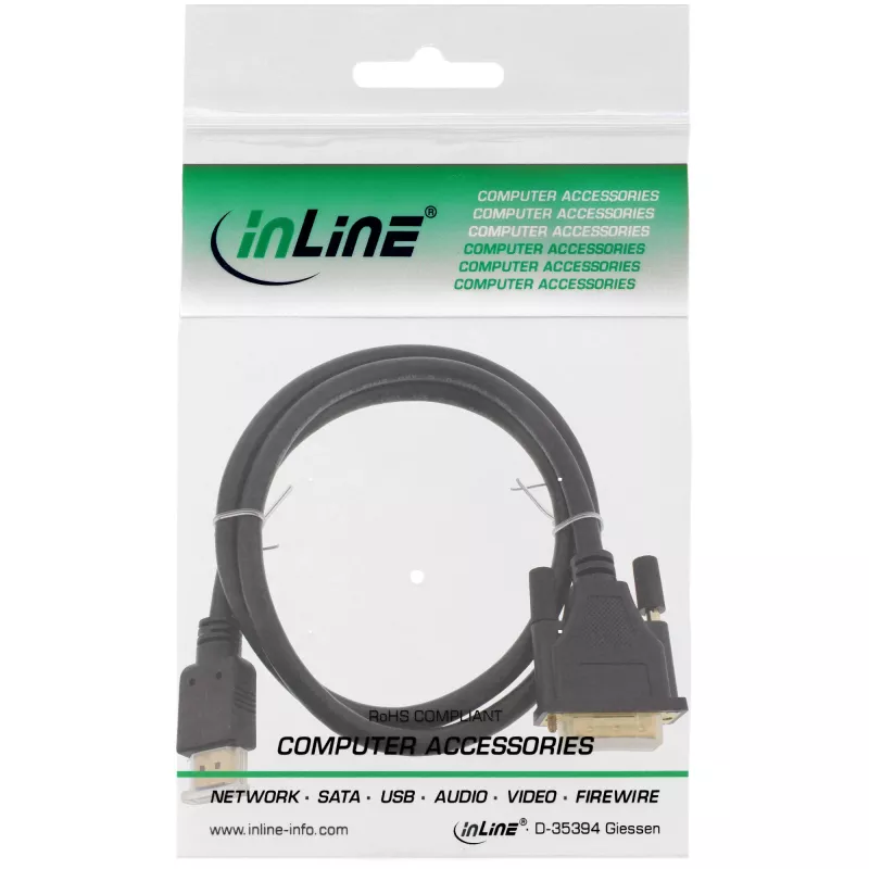 InLine HDMI-DVI-kaabel isane / 18+1 isane kullatud 15m