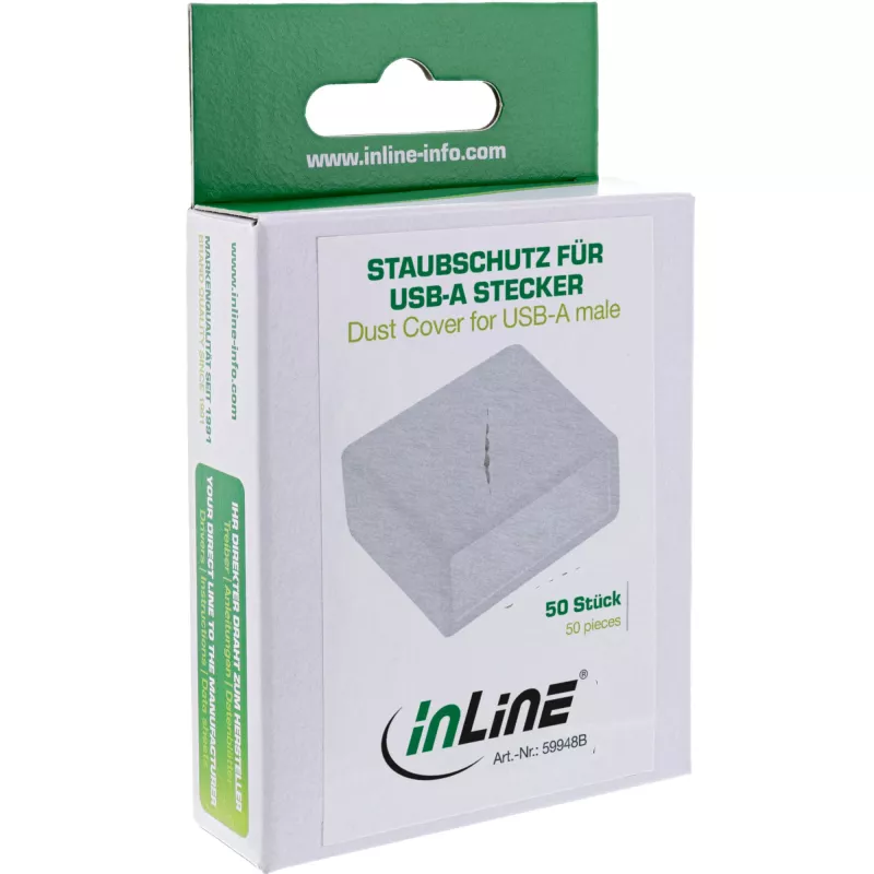 InLine tolmukate USB-A isasele pistikule, valge, 50 tk.