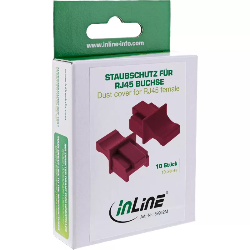 InLine tolmukate RJ45 emaspesale, tumepunane, 10 tk