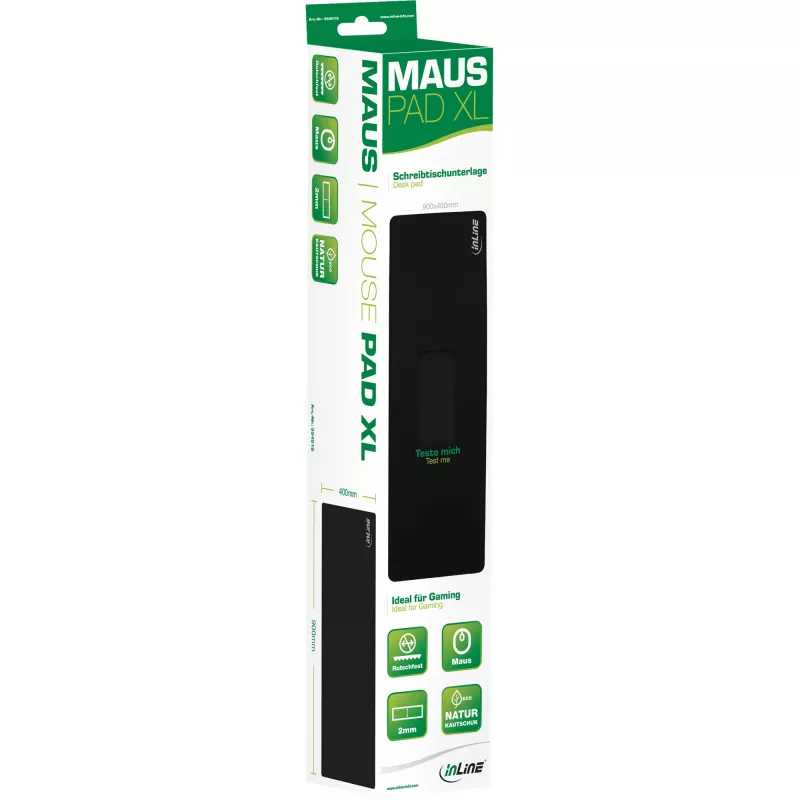 Lauamatt InLine hiir pad XL, tekstiilpind, must, 900×400×2 mm