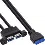 InLine 33390K Internal USB 3.2 Gen 1 kaabel, Motherboard to 2x USB-A Female, 0.45m