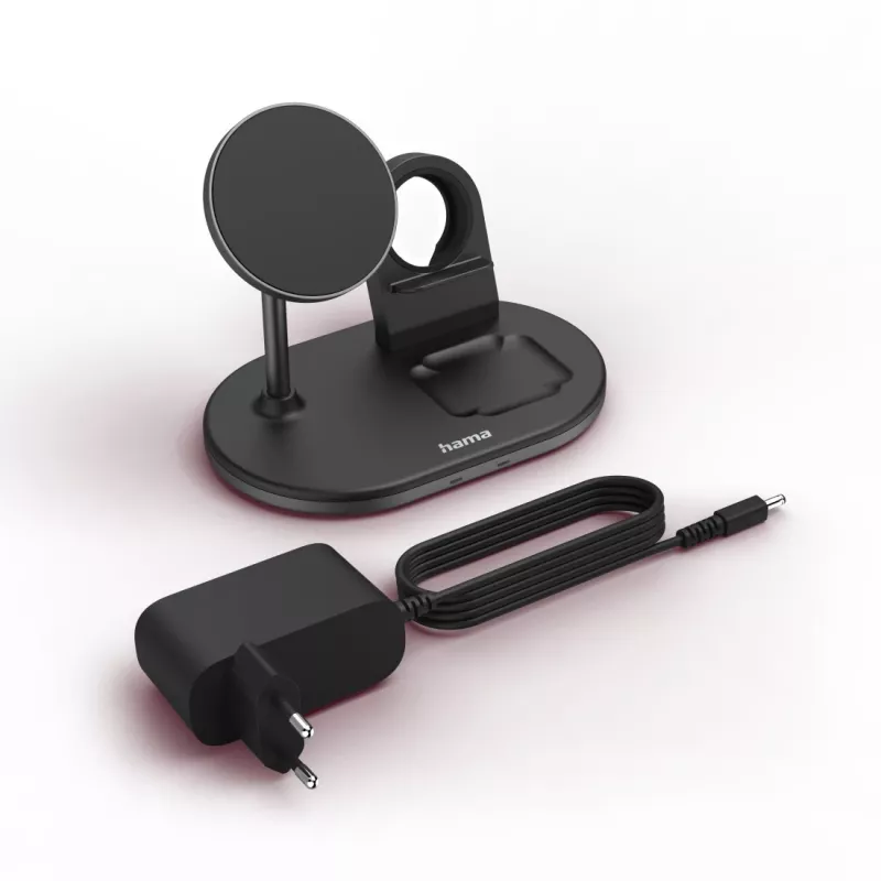 Hama MagCharge Multi Peakomplekt, nutitelefon, kell Must Vahelduvvool Juhtmevaba laadimine Kiirlaadimine Siseruumides
