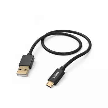 Hama Fabric USB-kaabel USB 2.0 1.5 m USB A Micro-USB B Must